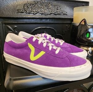 Vans Old Skool Purple Neon Yellow Suede Sneakers Womens Size 12